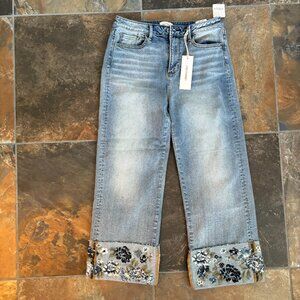 Driftwood Charlee Rose Garden Jeans Cropped Wide-Leg